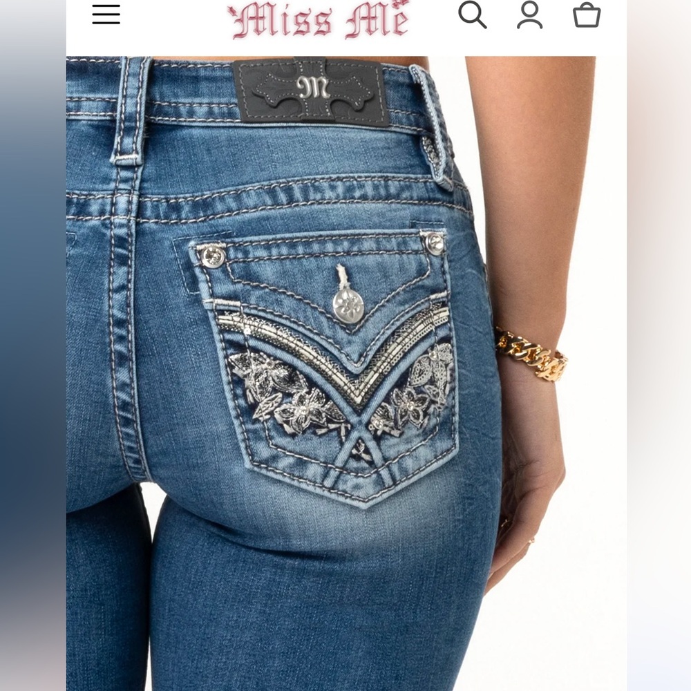 NWT Miss Me Blue Skinny Jeans with Rhinestone Embellishments size 29